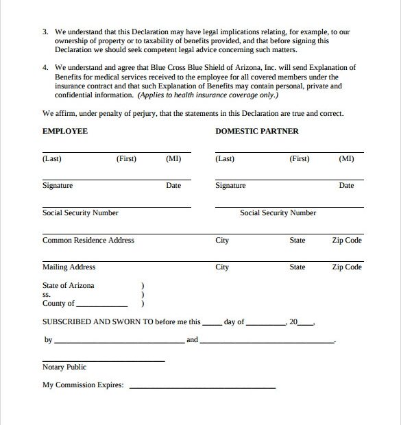 Printable Domestic Partnership Agreement