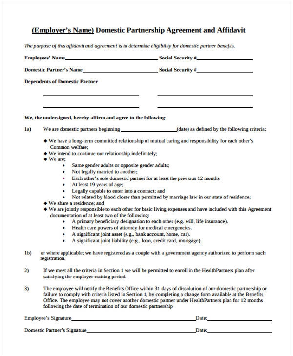 Printable Domestic Partnership Agreement Printable Calendars AT A GLANCE