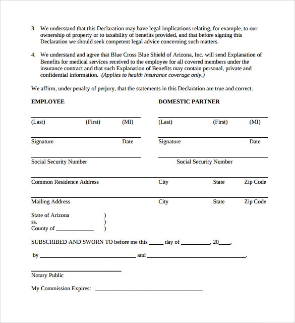 Printable Domestic Partnership Agreement