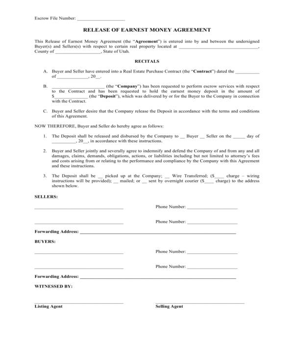 Printable Earnest Money Forms Printable Forms Free Online