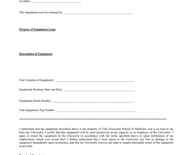 Printable Equipment Loan Agreement Template Printable Templates