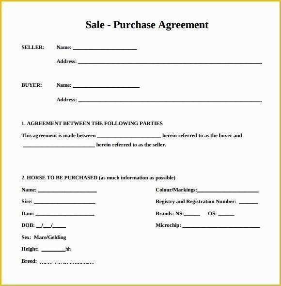 Printable Free Blank Purchase Agreement Form