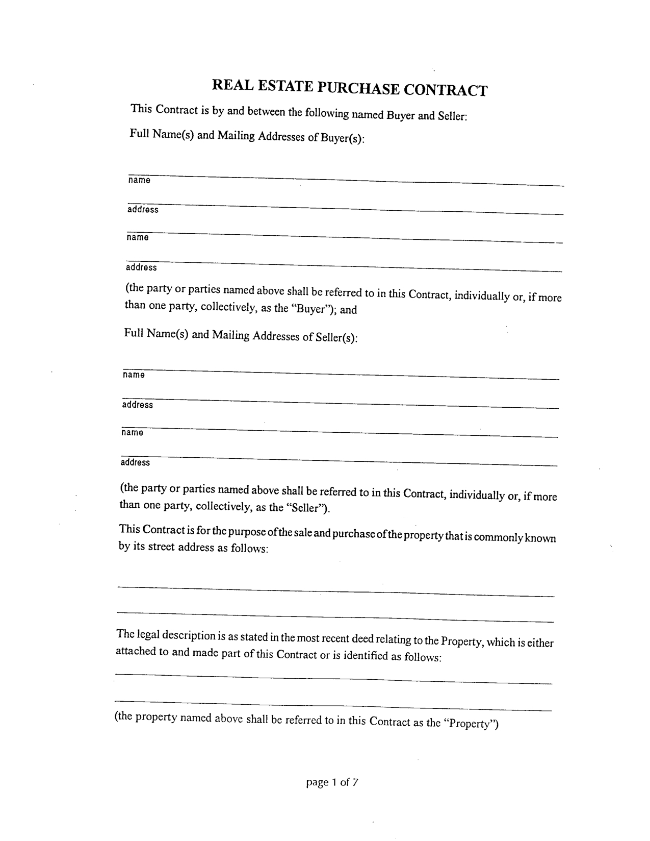 Printable Free Blank Purchase Agreement Form Printable Form 2024