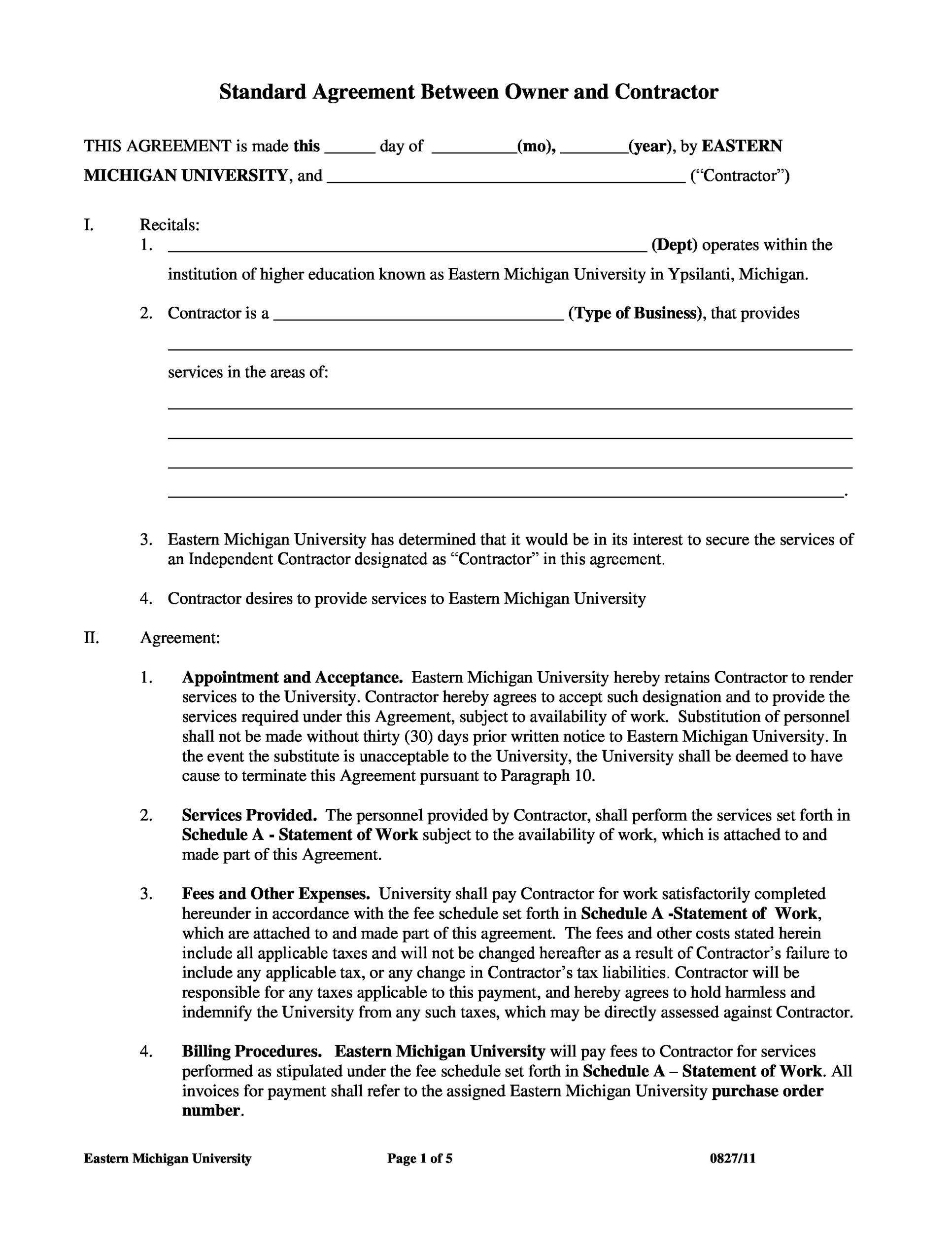 Printable Free Contractor Agreement Template Printable Templates