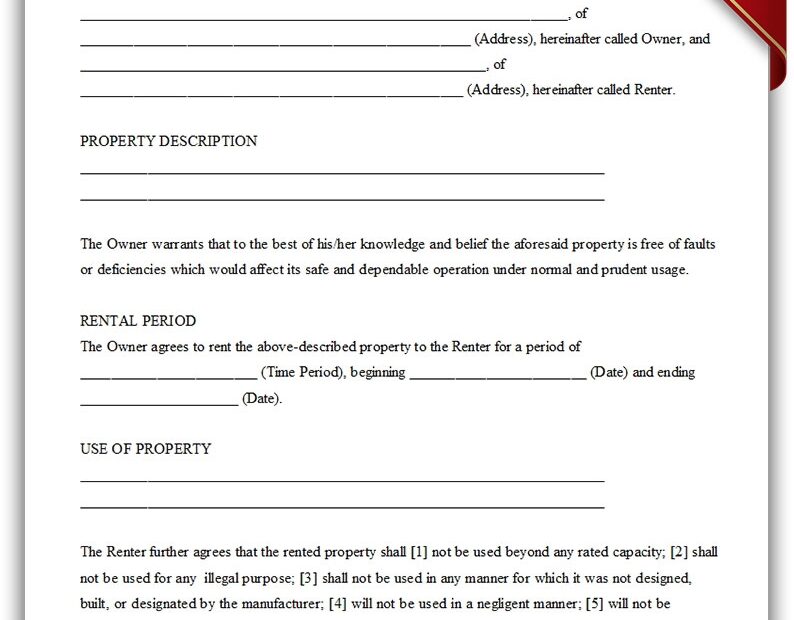 Printable Free Rental Agreement Forms Printable Forms Free Online