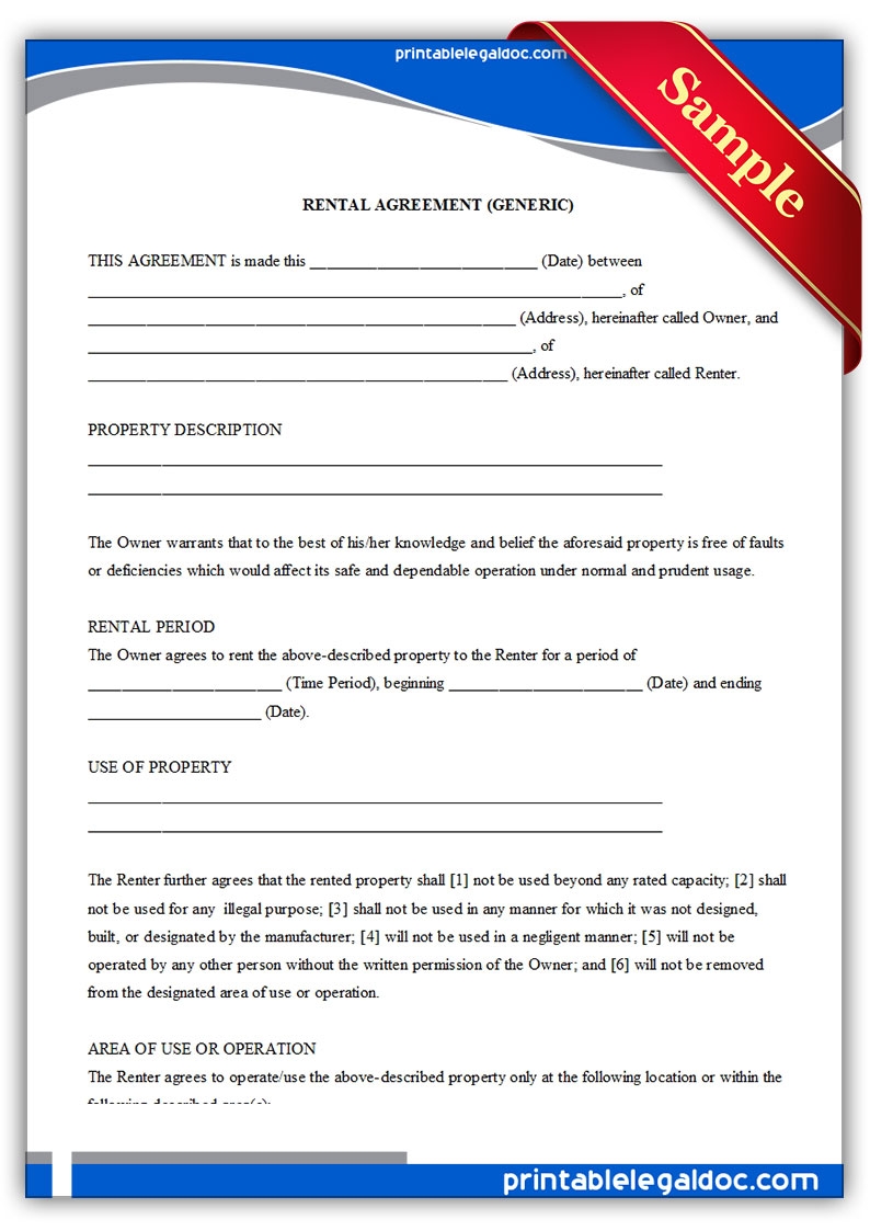 Printable Free Rental Agreement Forms Printable Forms Free Online