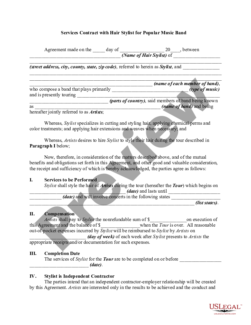 Printable Hair Stylist Contract Agreement
