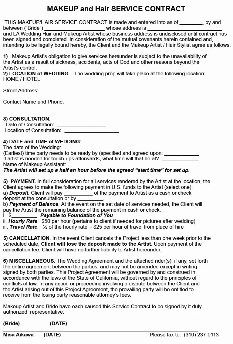 Printable Hair Stylist Contract Agreement Printable Calendars AT A GLANCE