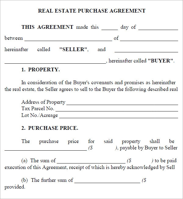 Printable Home Purchase Agreement