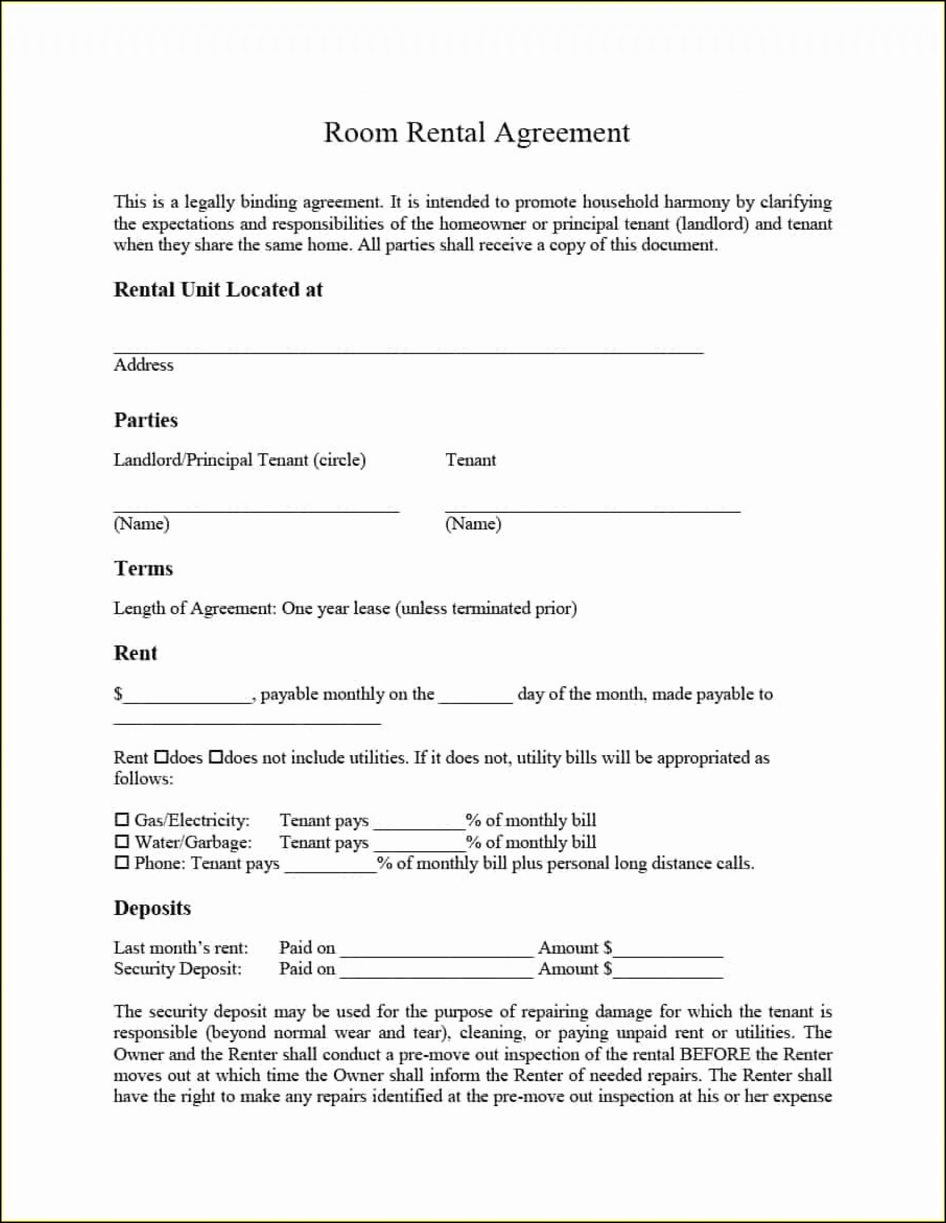 Printable House Rental Agreement Form Form Resume Examples XY1qj2MKmZ