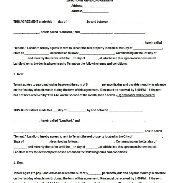 Printable House Rental Agreement Template Printable Templates