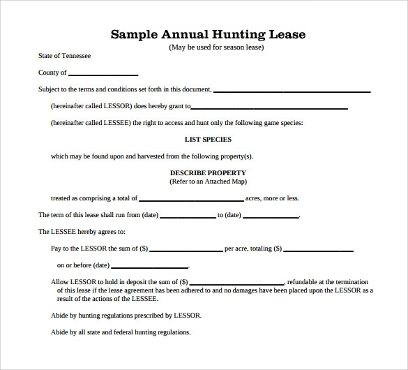 Printable Hunting Lease Agreement