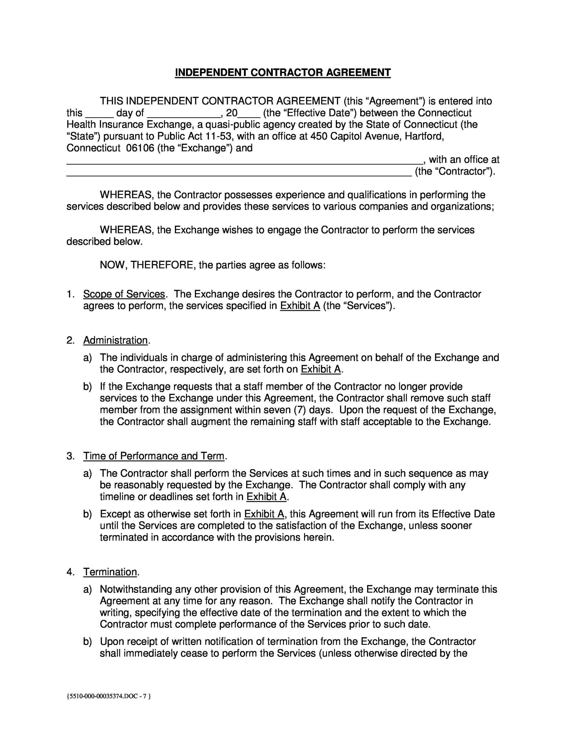 Printable Independent Contractor Agreement