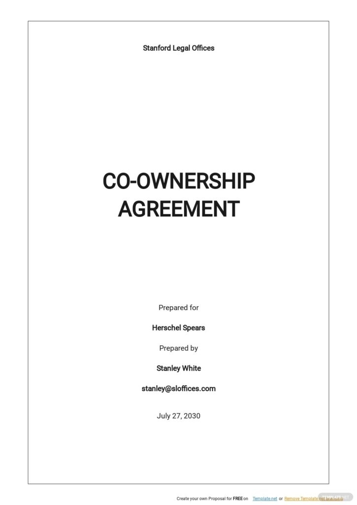 Printable Joint Ownership Agreement Template Fillable Form 2023