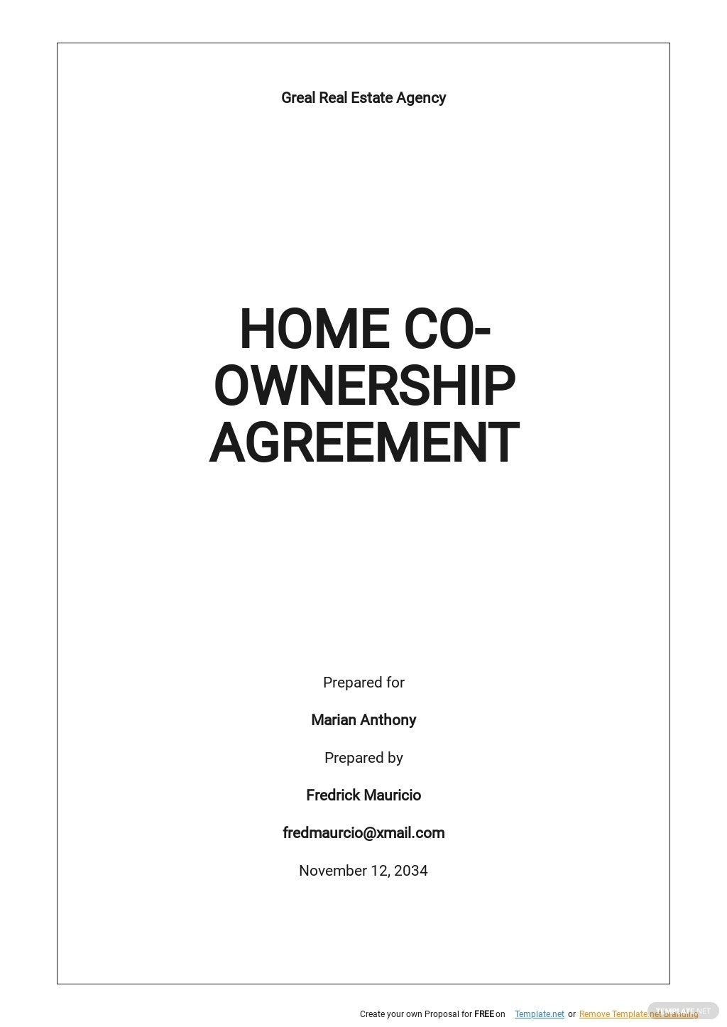 Printable Joint Ownership Agreement Template Fillable Form 2023