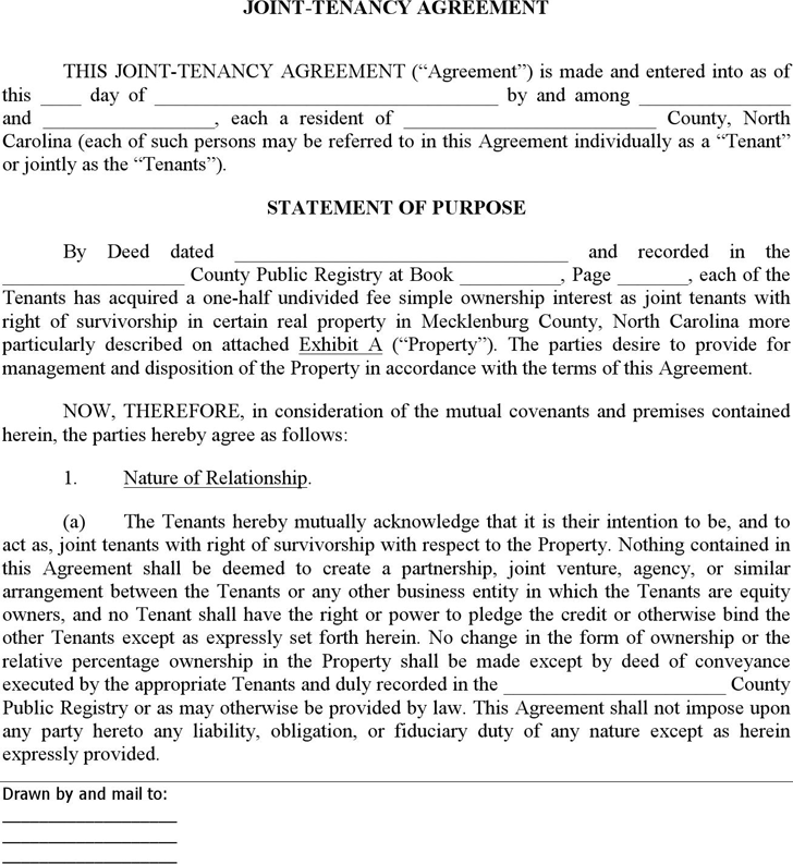 Printable Joint Ownership Agreement Template Printable Templates
