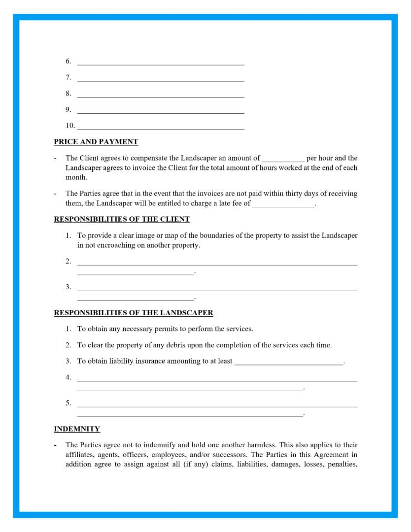 Printable Lawn Care Service Agreement