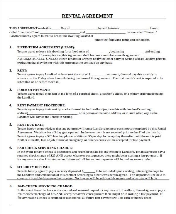 Printable Lease Agreement Form Printable Lease Agreement
