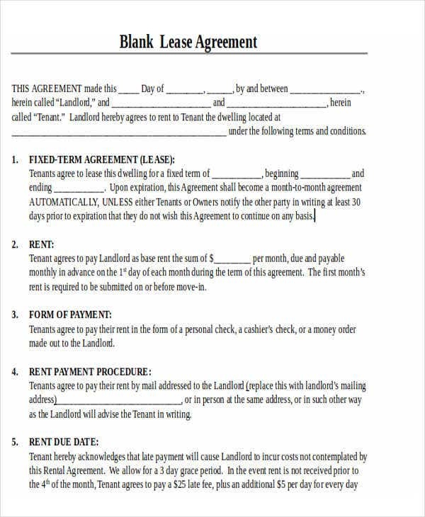 Printable Lease Agreement Printable Lease Agreement