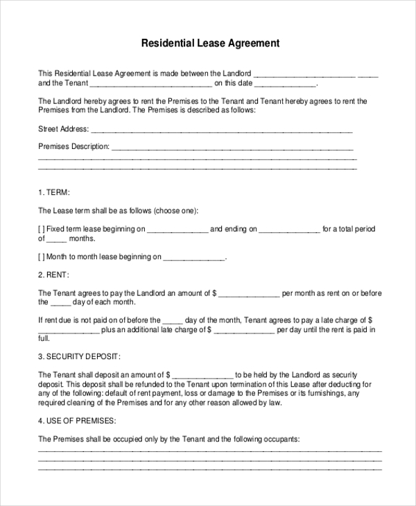 Printable Lease Forms Printable Forms Free Online