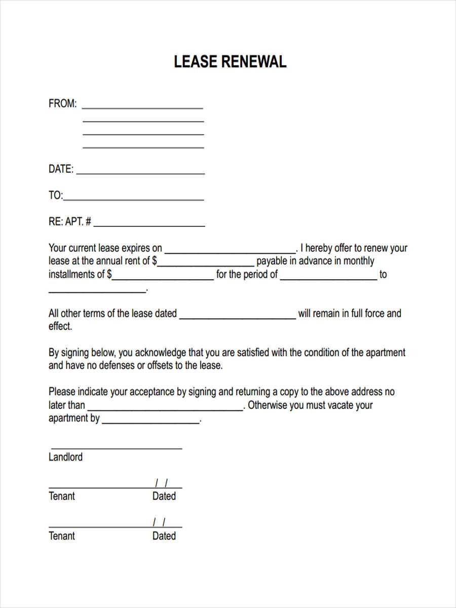 Printable Lease Renewal Form Printable Form 2024