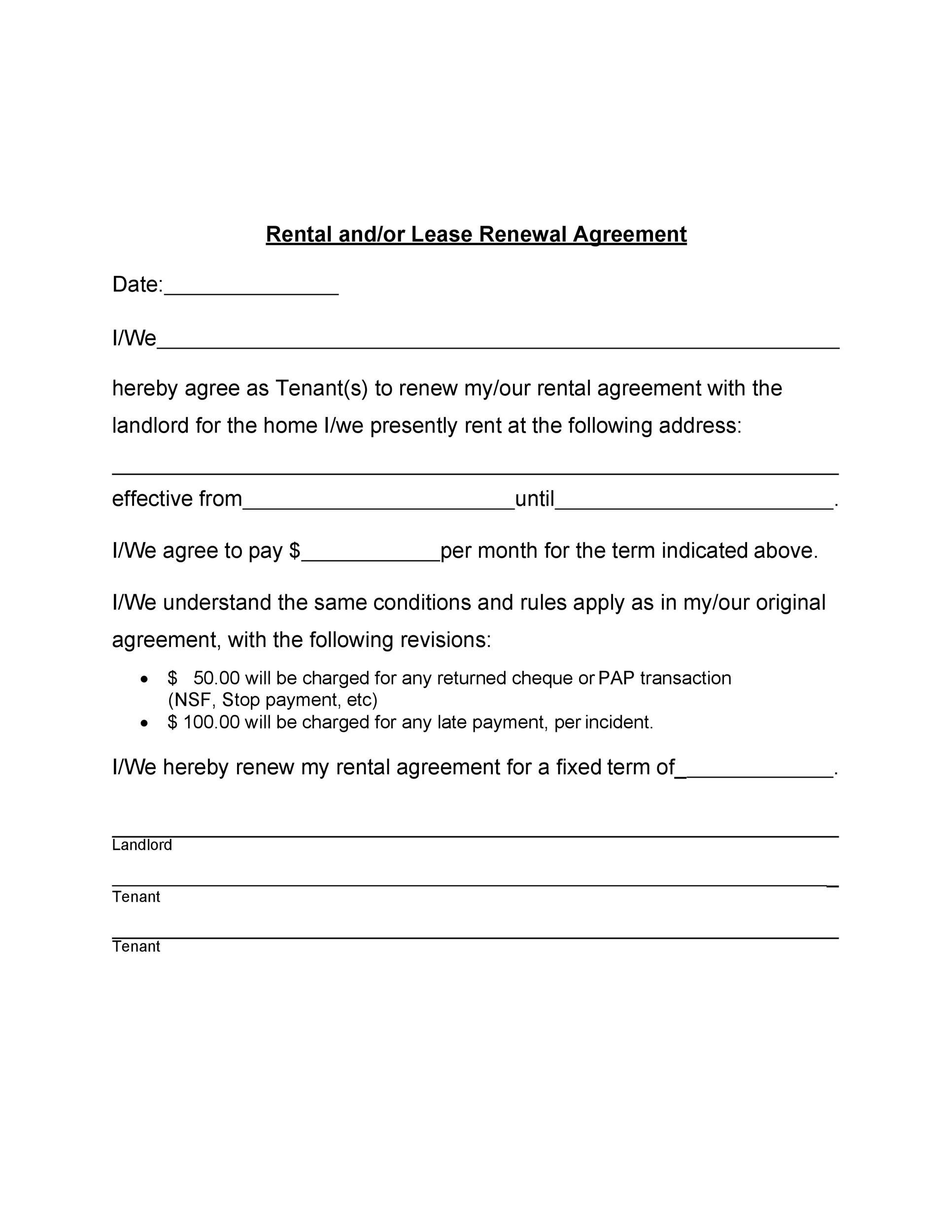 Printable Lease Renewal Form Printable Forms Free Online