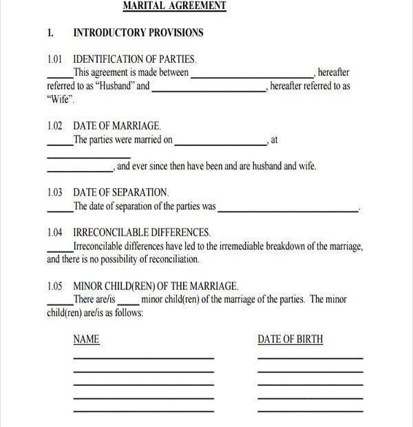Printable Marriage Separation Agreement Template Free Templates Printable
