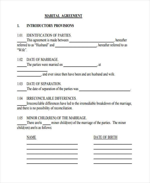 Printable Marriage Separation Agreement Template Free Templates Printable