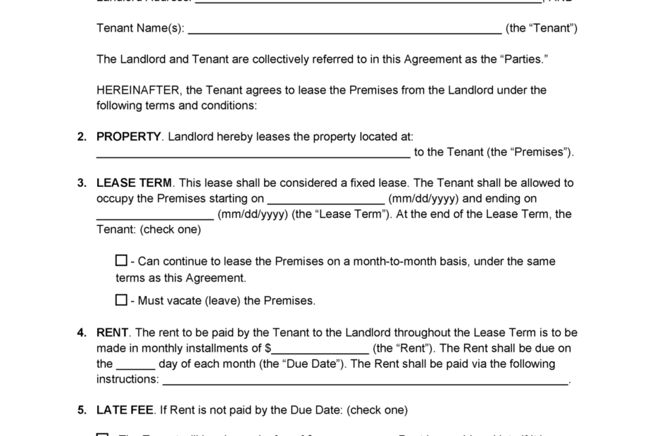 Printable Massachusetts Residential Lease Agreement Printable Lease