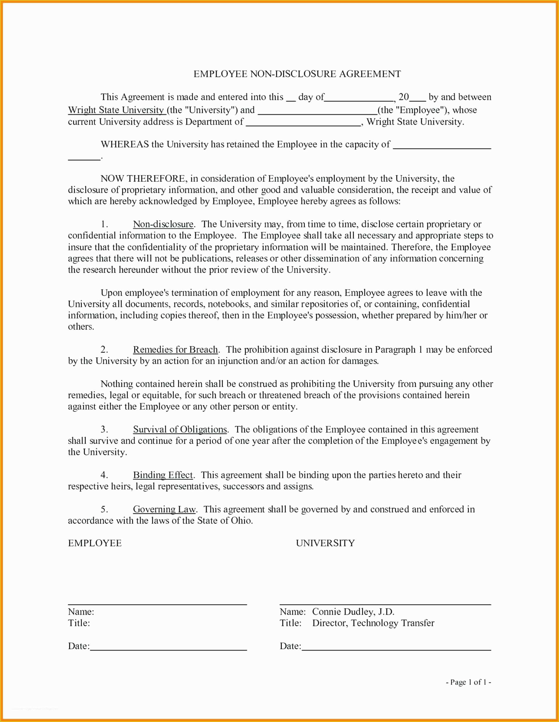 Printable Nda Agreement