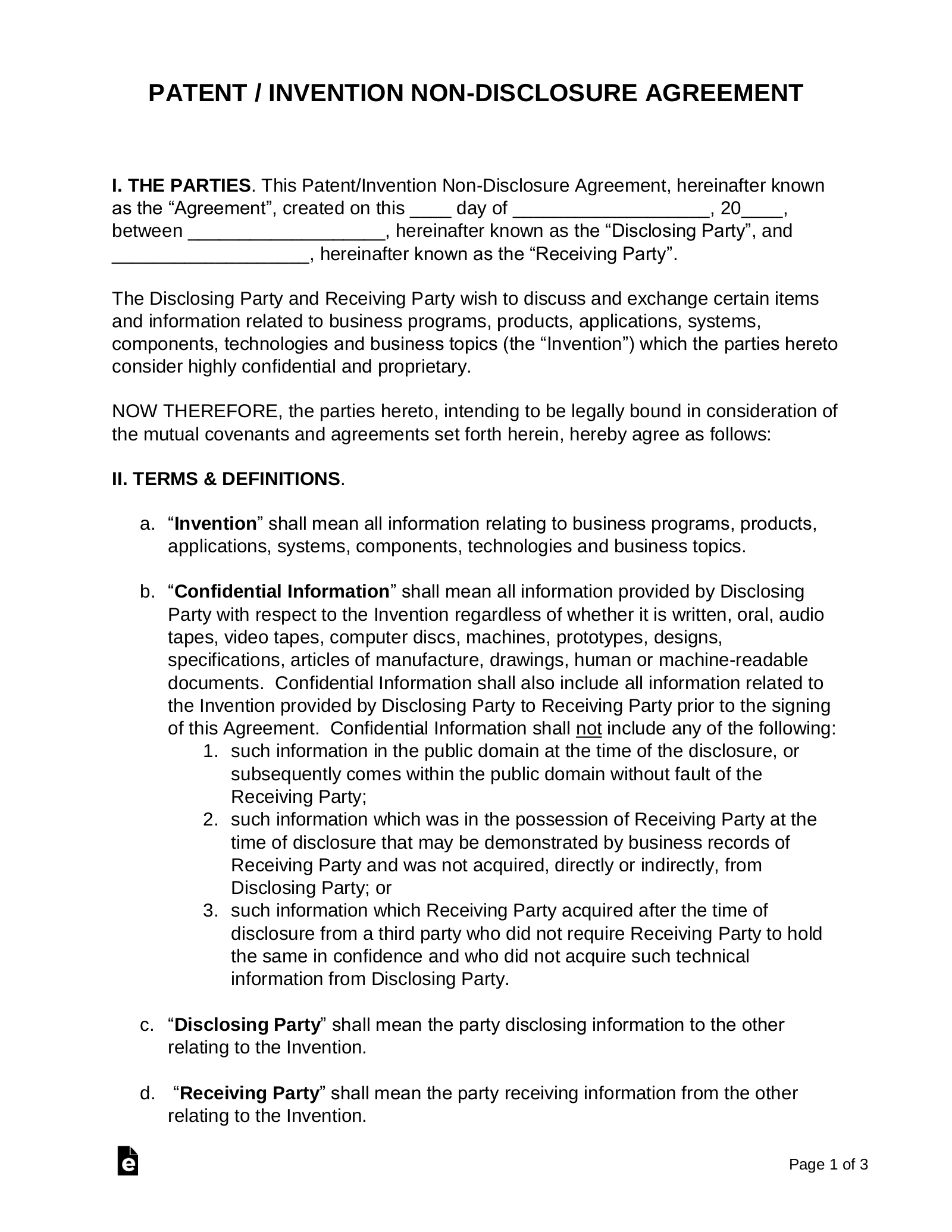 Printable Nda Agreement Printable Free Templates