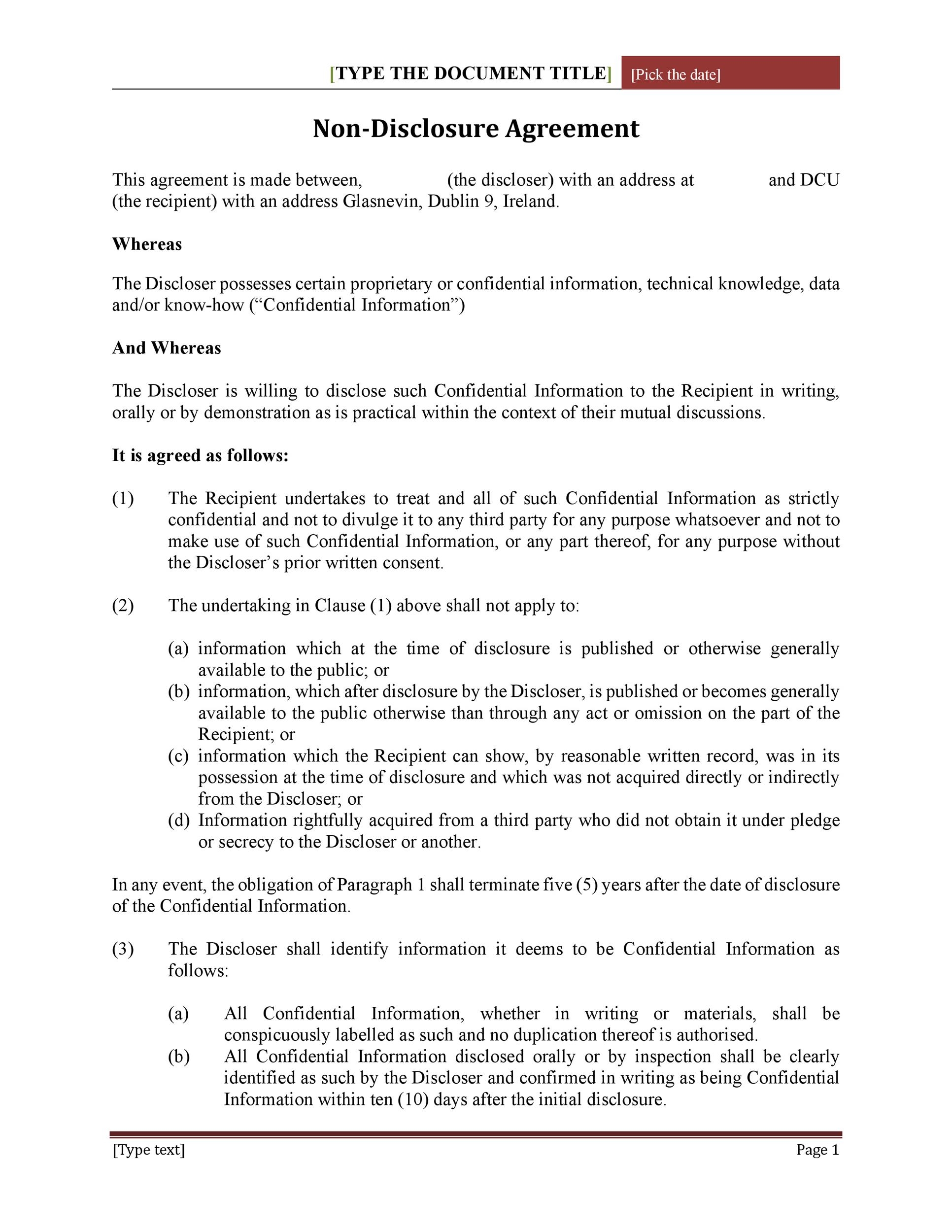 Printable Nda Agreement