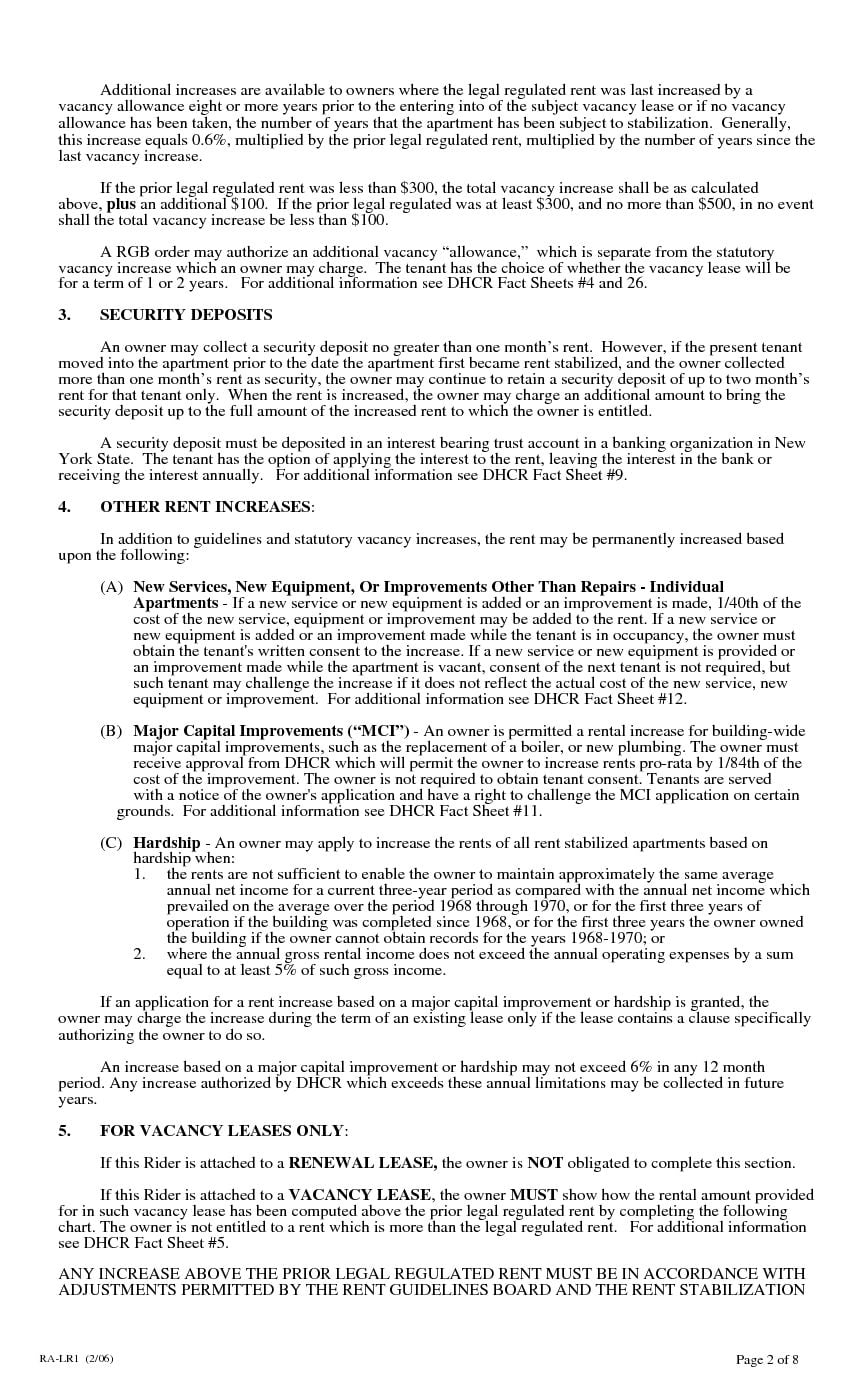 Printable New York City Residential Lease Agreement Form