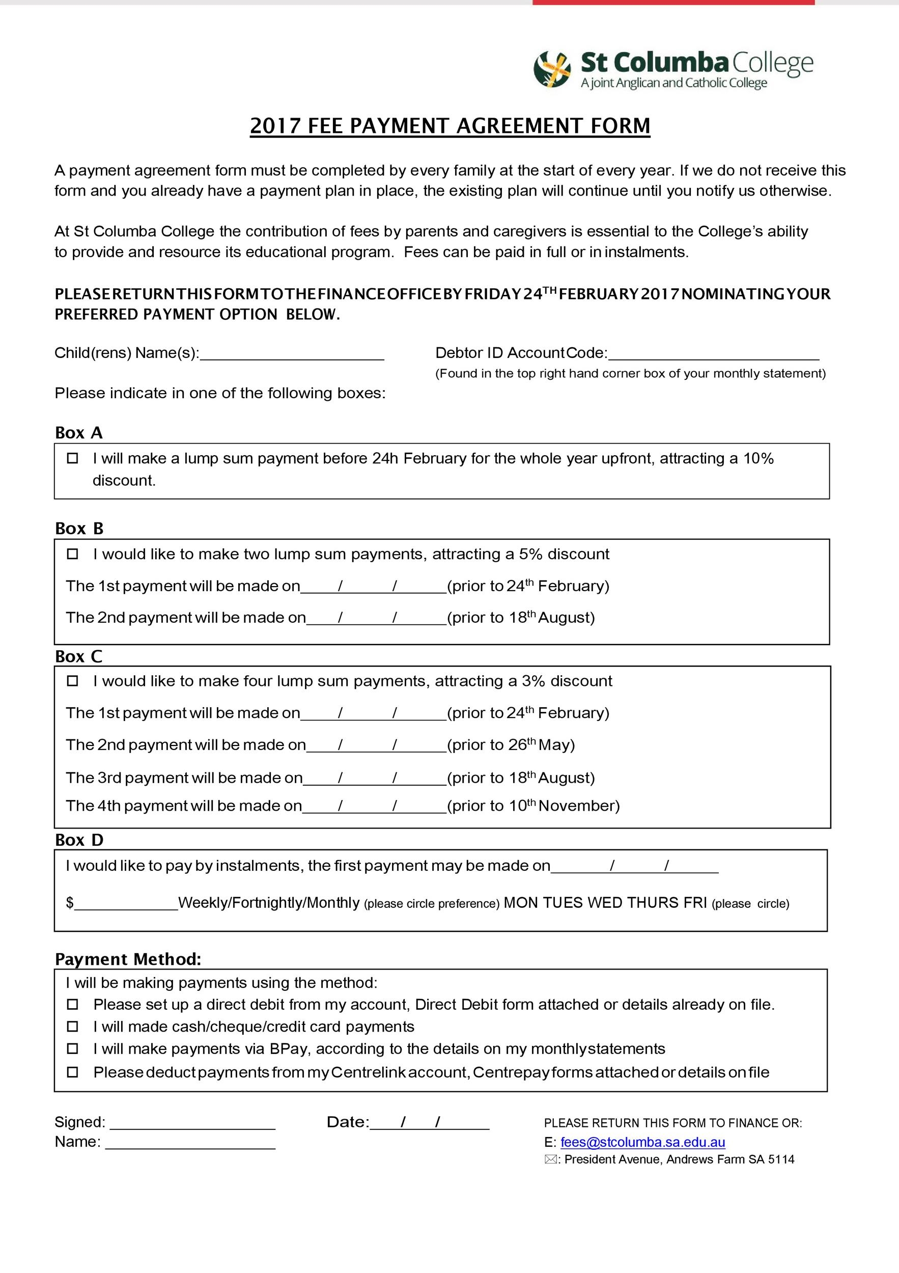 Printable Payment Agreement Form