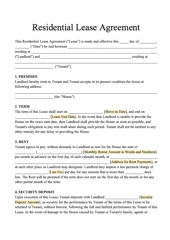 Printable Pdf Rental Agreement Form Printable Forms Free Online