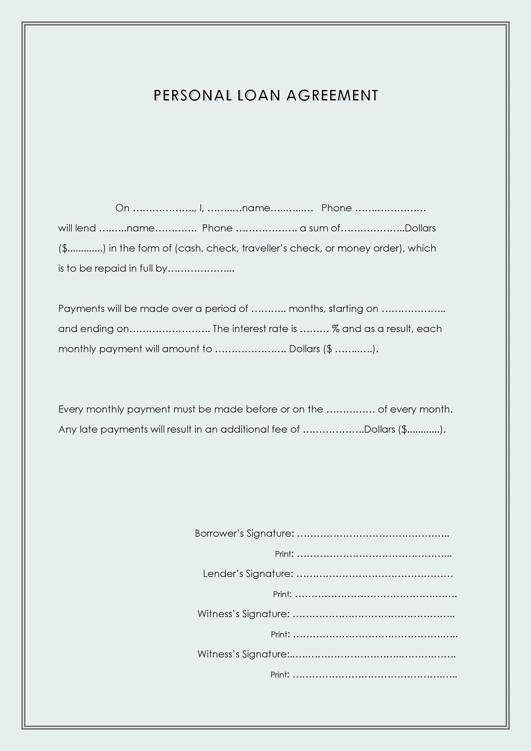Printable Personal Loan Agreement