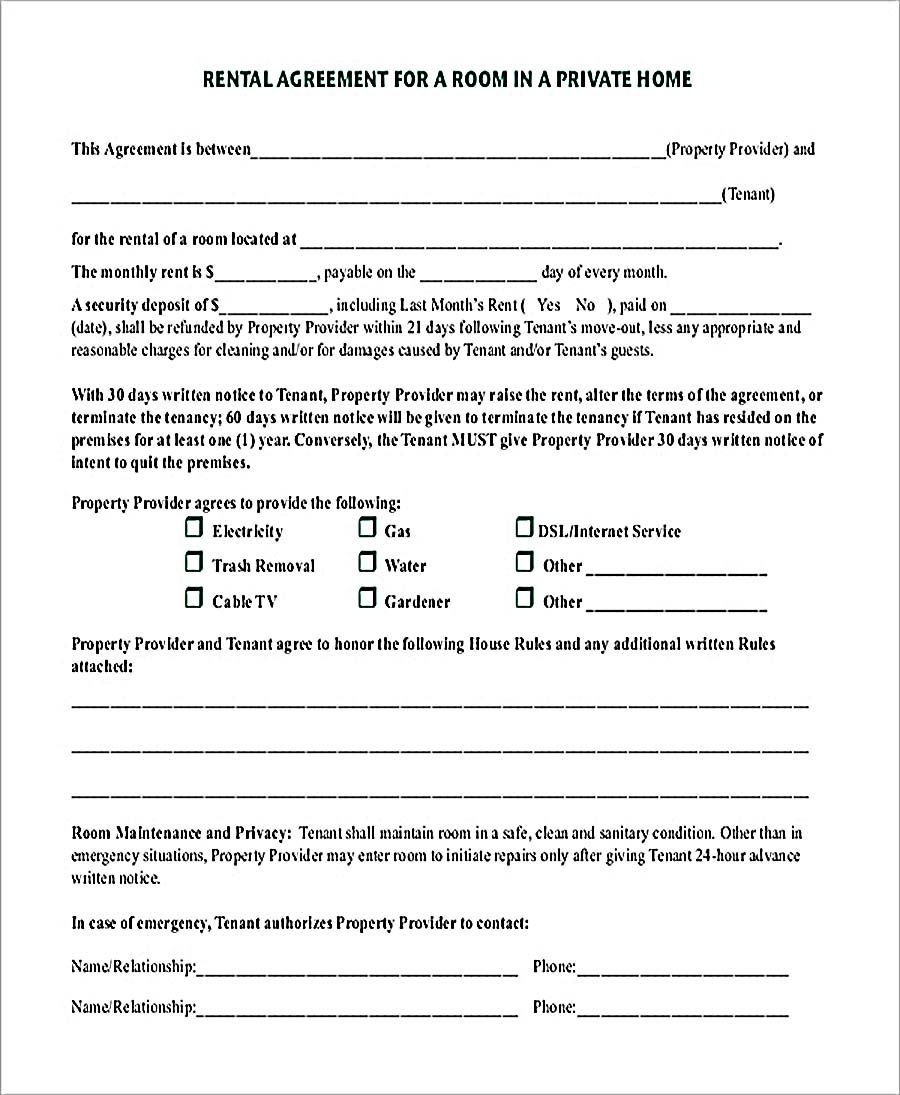 Printable Private Rental Agreement Template Printable Templates