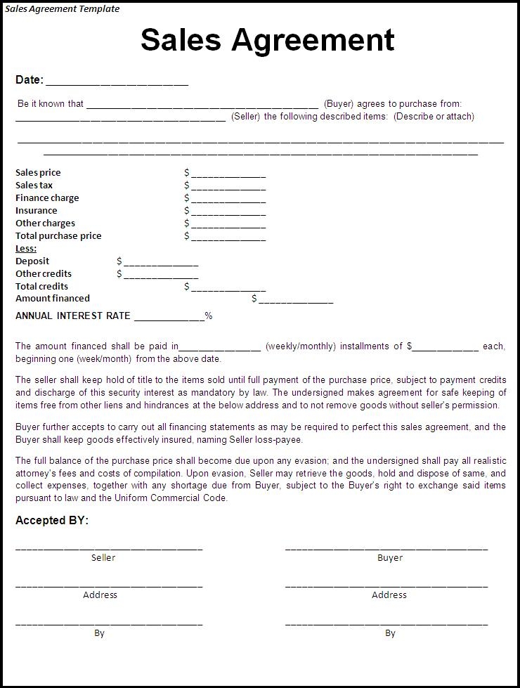 Printable Purchase Agreement