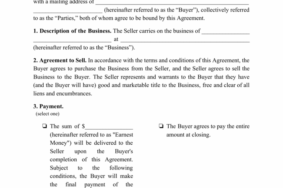 Printable Purchase Agreement