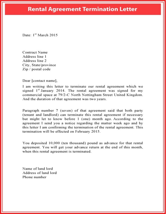 Printable Rental Agreement Letter Free Download And Print For You 