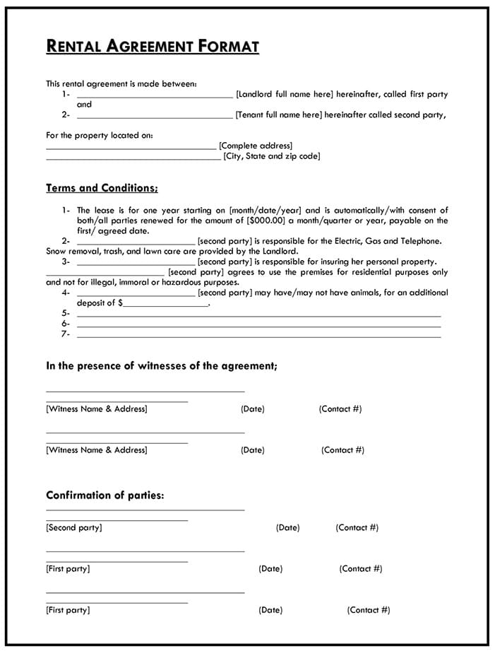 Printable Rental Agreement PrintableLib