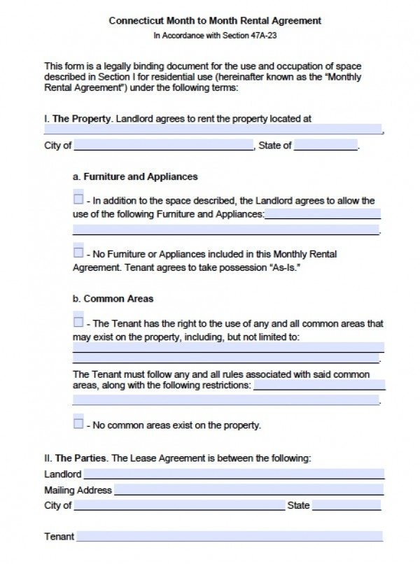 Printable Rental Lease Agreement CT Printable Lease Agreement