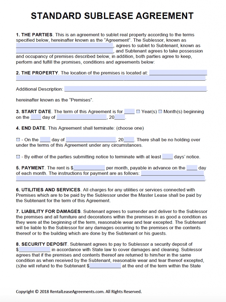 Printable Rental Lease Agreement Printable Lease Agreement