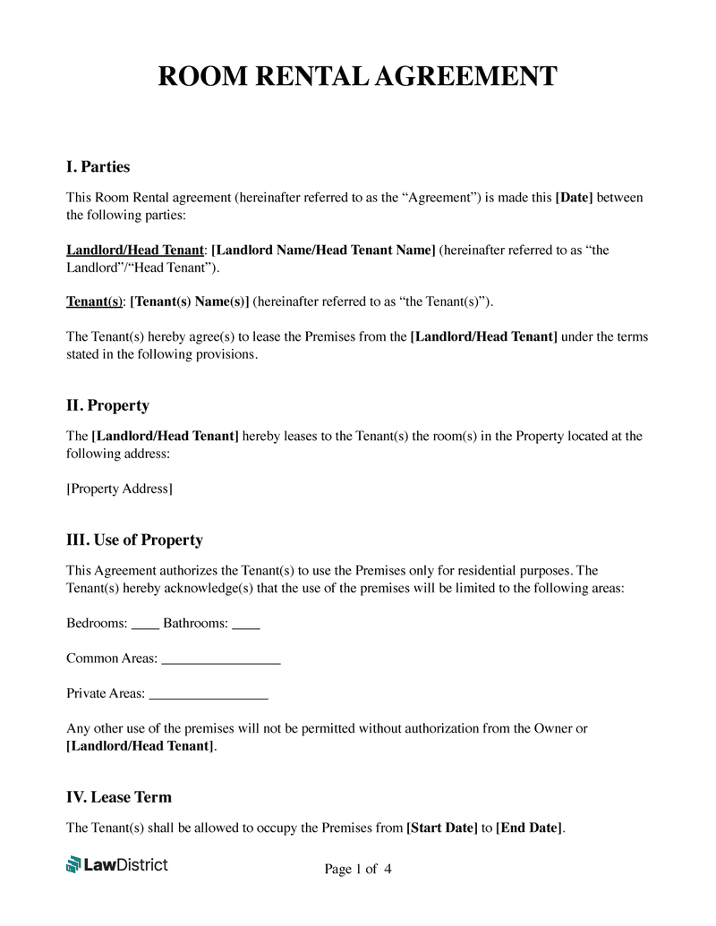 Printable Room Rental Agreement Template Word Doc Printable Templates 