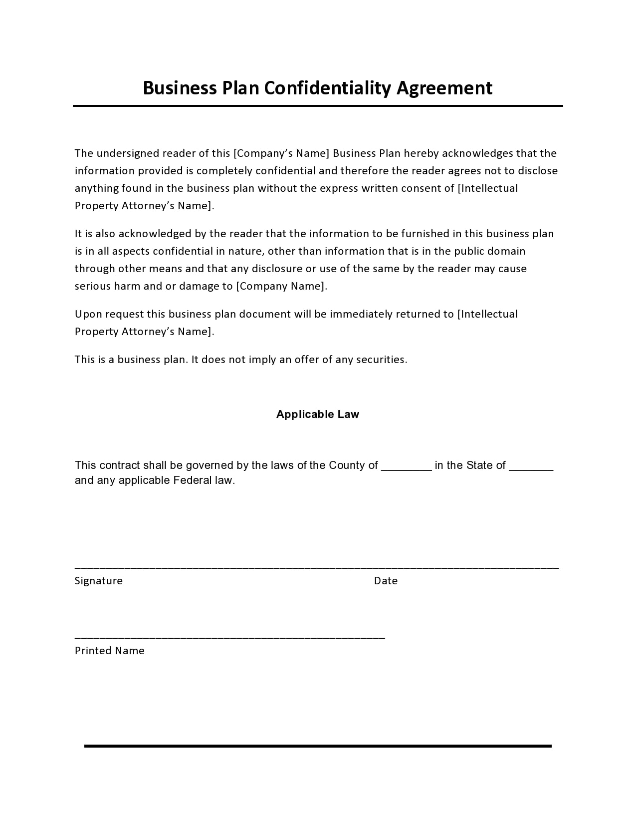 Printable Simple Confidentiality Agreement Template Word Printables 
