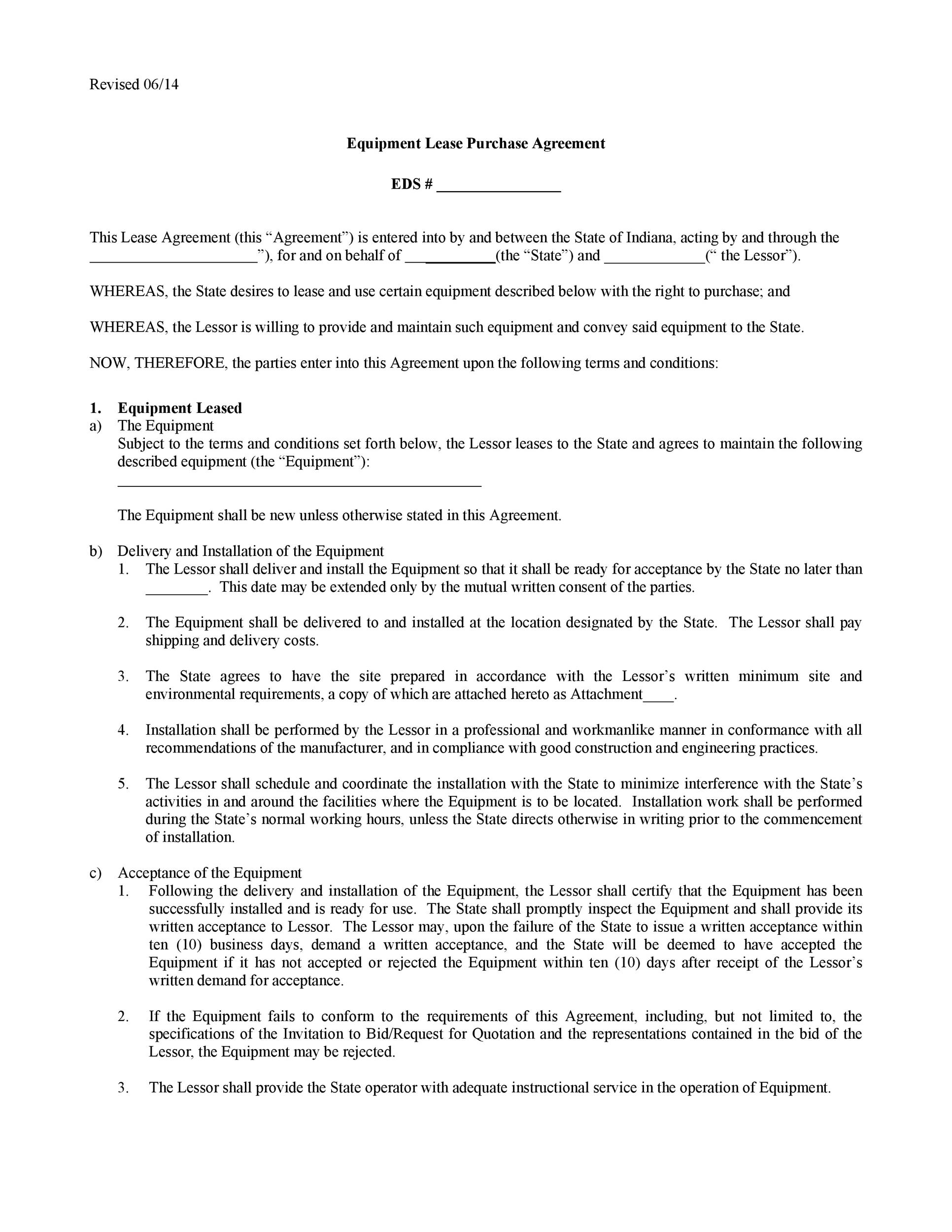 Printable Simple Equipment Rental Agreement Template Word
