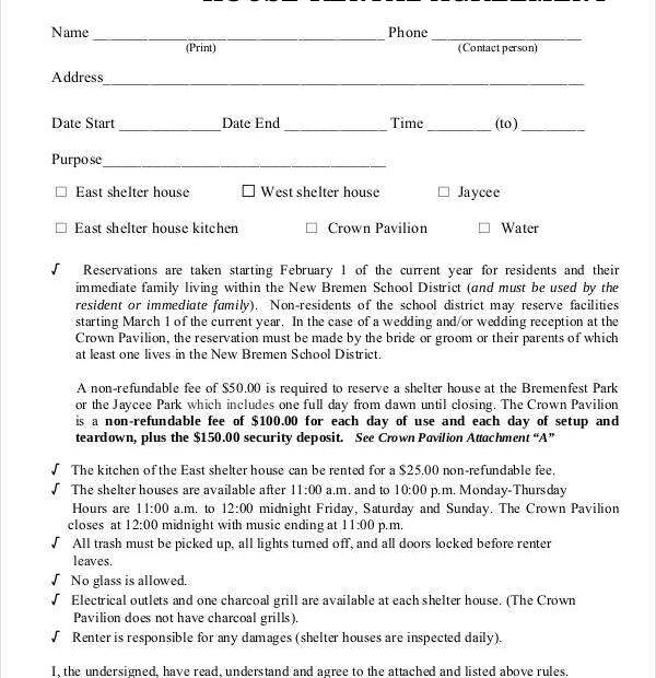 Printable Simple House Rental Agreement