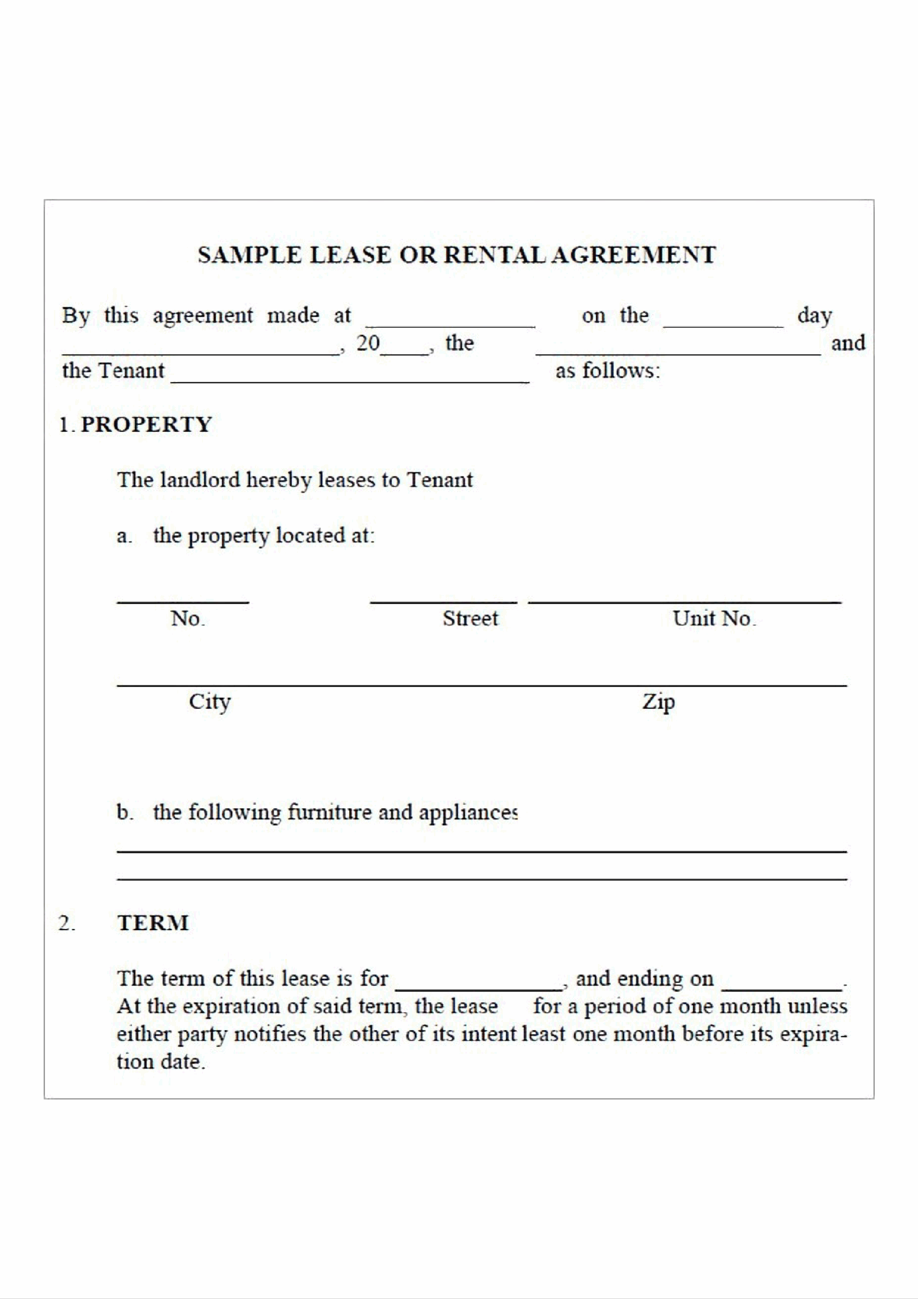 Printable Simple Rental Agreement Printable Summer Activities