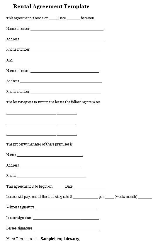 Printable Simple Rv Lot Rental Agreement