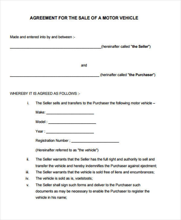 Printable Simple Sales Agreement Template